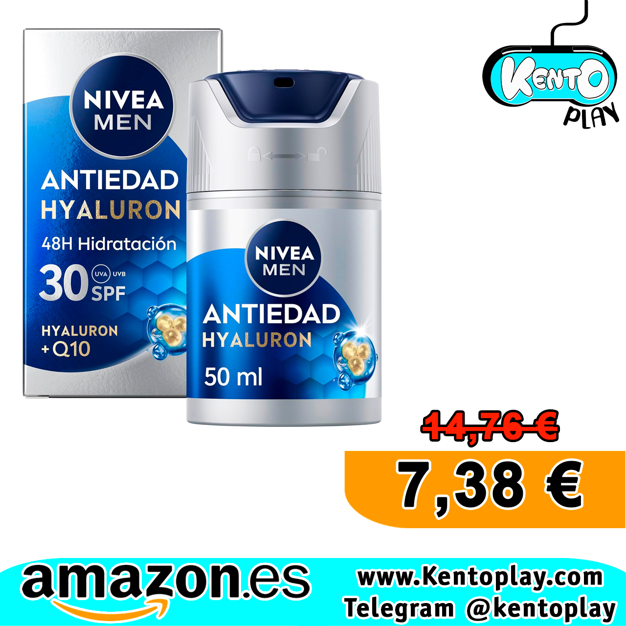 Crema Hidratante Antiedad FP30 Nivea Men Hyaluron 50ml.