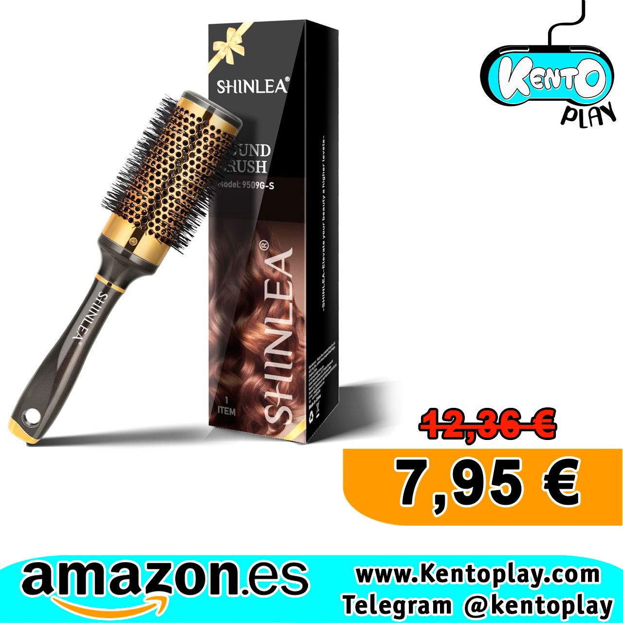 Cepillo Antitirones Pelo Rizado 43mm Shinlea