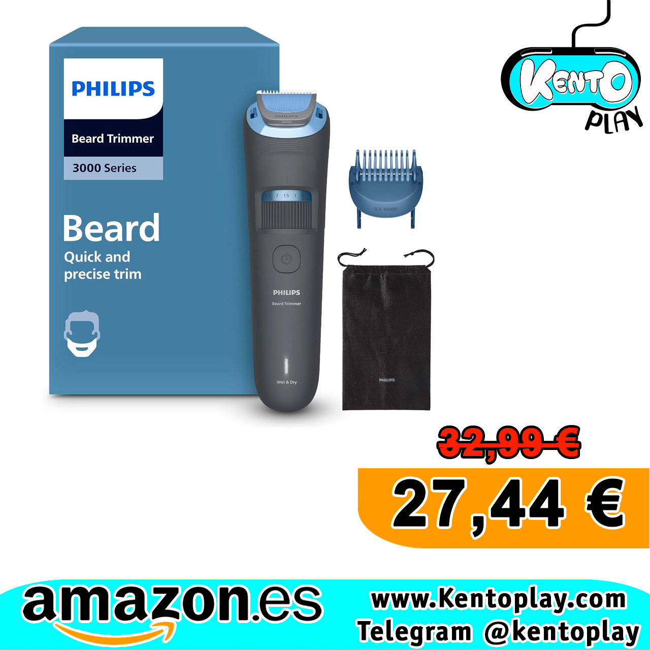 Barbeadora Philips Serie 3000 Cuchillas Con Puntas Redondeadas.